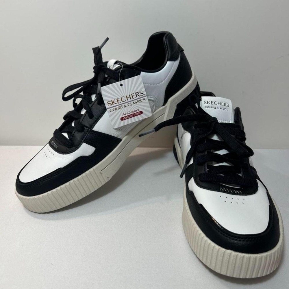 Skechers Court Classics Sneakers White Black Size 9 NWT Chunky Athletic